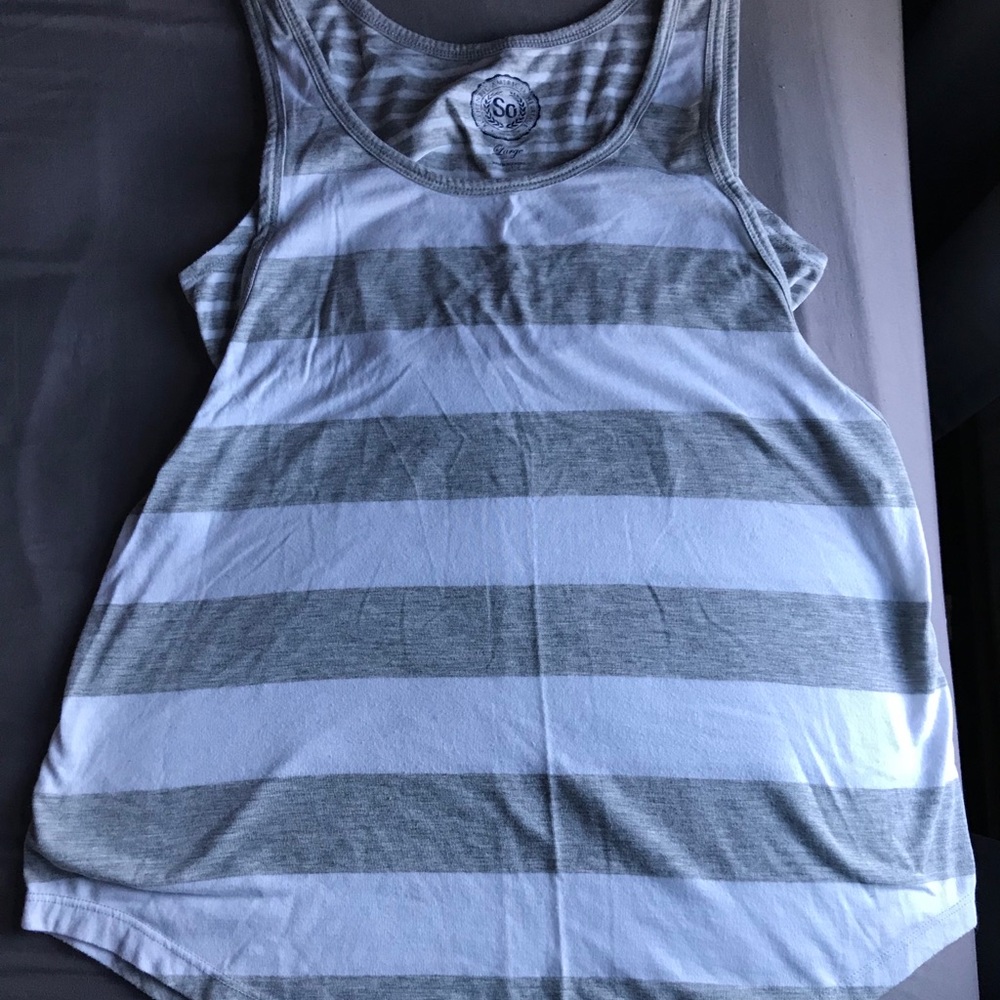 SO White & Gray Stripped Tank Top With Sports Bra